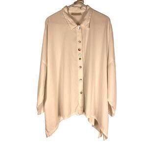 Eleven Stitch Designs White Asymmetrical Blouse - Large